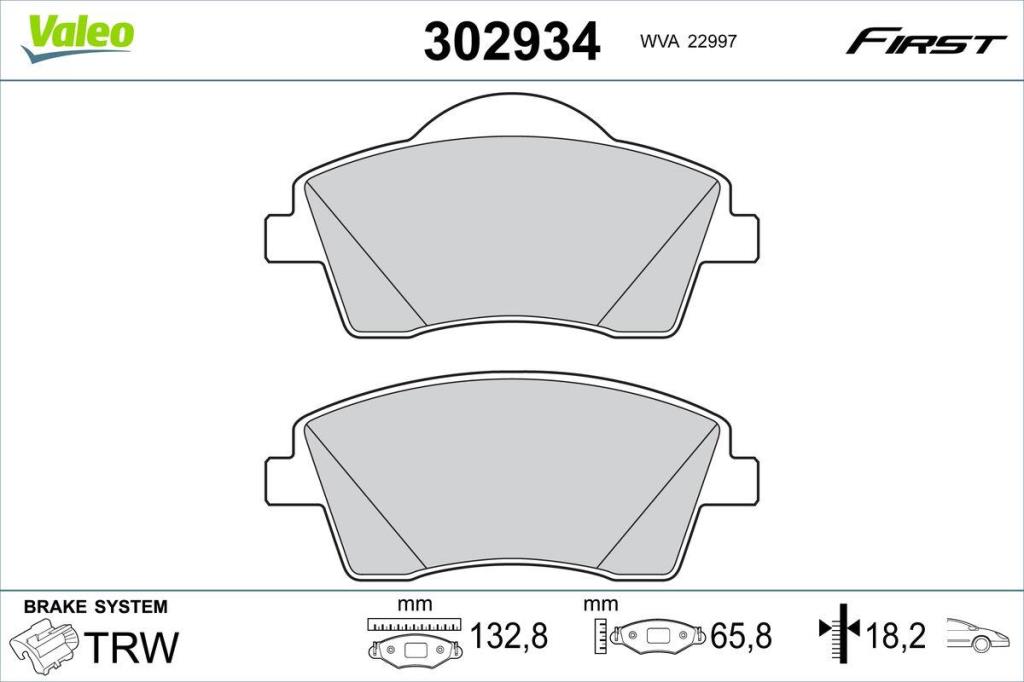 Jogo de 4 pastilhas de travão VALEO ref. 302934